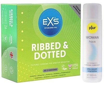 Набір EXS Ribbed & Dotted (48 шт) + pjur Woman Aqua 100 мл SOS13531 фото