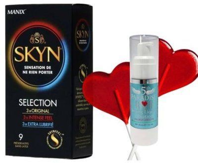 Набір з SKYN Selection (9 шт) + Рідкий вібратор потужний смак: льодяник, 30 мл 5th Paradise SOS9670 фото