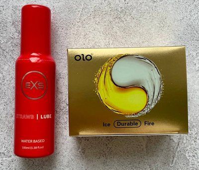 Комплект OLO Лід і Полум'я 001 10 штук - Лубрикант EXS Strawberry Lube 100 мл SOS2562 фото