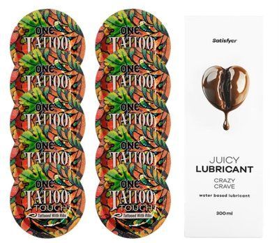 Комплект ONE Tattoo Touch 10 шт. + Лубрикант Satisfyer Juicy Lubricant Crazy Crave (300 мл) SOS12179 фото