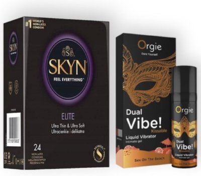 SKYN Elite, 24 шт + DUAL VIBE!, 15 мл Orgie sex on the beach SOS7015 фото