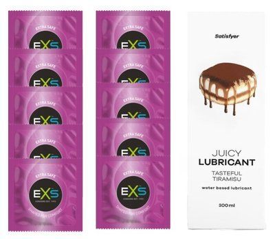 Комплект: EXS EXTRA SAFE 10 шт. + Лубрикант Satisfyer Tasteful Tiramisu 300 мл SOS11477 фото