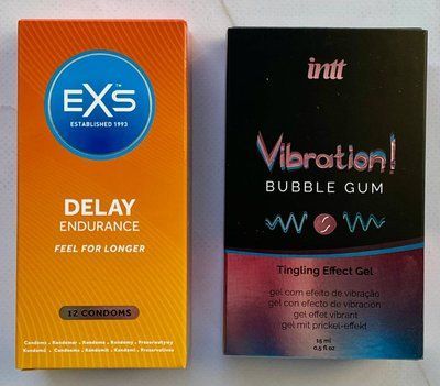 Набір EXS Delay (12 шт) + Рідкий гель Intt Vibration Bubble Gum (15 мл) SOS3462 фото