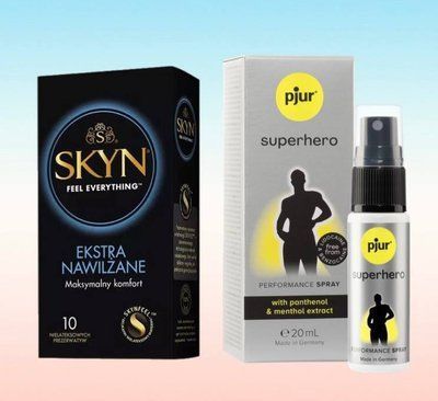SKyn Extra Lube 10 шт та спрей pjur Superhero 20 ml SOS6333 фото