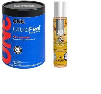 ONE UltraFeel 2-в-1. 40 шт+ Лубрикант на водній основі System JO H2O &mdash; JUICY PINEAPPLE 30 мл. SOS6439 фото