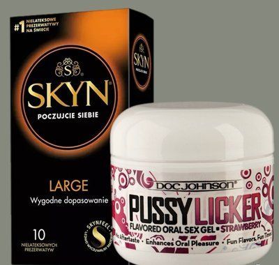 Комплект SKYN Large 10 шт + Гель Doc Johnson Pussy Licker Strawberry (56 г) SOS5578 фото