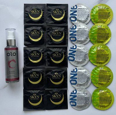 Комплект 10 шт Skyn Original - 10 шт One Classic, Glowing Pleasures - Лубрикант OLO зігріваючий 60 мл SOS2512 фото