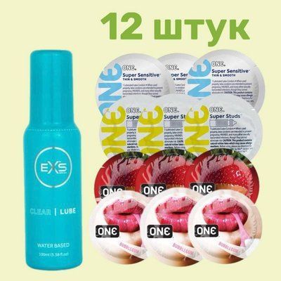 Комплект 12 шт ONE + Лубрикант EXS Clear Lube Water Based 100 мл SOS4211 фото