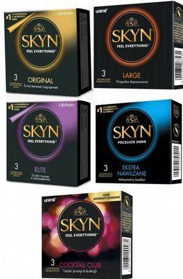 Набір Skyn 15 шт : Original -3 шт , Elite -3 шт , Large -3 шт ,Extra Lube -3 шт , Cocktail Club -3 шт SK76 фото