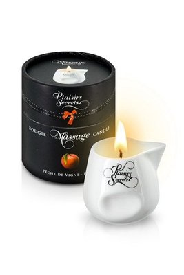 Масажна свічка Plaisirs Secrets Peach (80 мл) подарункова упаковка, керамічна посудина SO1849 фото