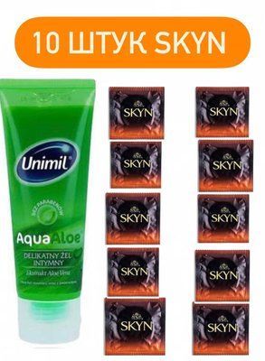 SKYN Warming 10 шт и Лубрикант Unimil Aqua Aloe 80 мл SOS522 фото