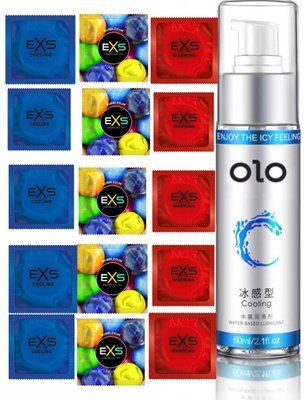 EXS 15 шт : Cooling, Warming , Bubblegum та Лубрикант OLO охолоджуючий (60 мл) SOS422 фото