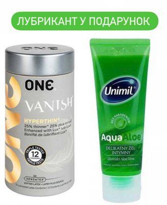 ONE Vanish Pack 12 шт и Лубрикант Unimil Aqua Aloe &ndash; 80 мл в подарок SOS622 фото