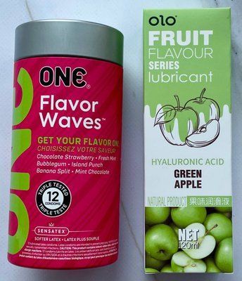 Комплект ONE Flavor Waves 12 шт + Гель-лубрикант яблуко 120 мл OLO SOS3668 фото