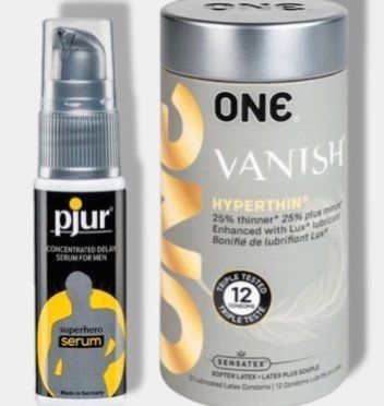 ONE Vanish Hyperthin 12 шт - Пролонгатор pjur Superhero Serum 20 мл SOS6040 фото
