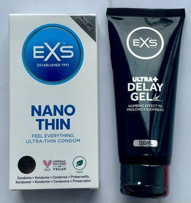 Комплект EXS NANO Thin 12 шт - EXS Delay Gel Ultra+ 100ml SOS3618 фото