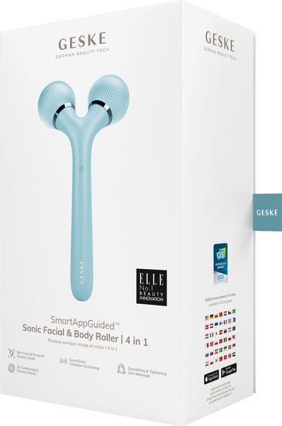 Електронний ультразвуковий ролик для обличчя та тіла GESKE Sonic Facial&Body Roller 4в1 turquoise HB0036 фото