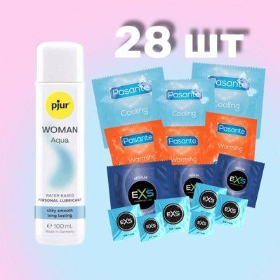 Комплект 28 шт EXS, Pasante + Лубрикант pjur Woman Aqua 100 мл SOS4317 фото