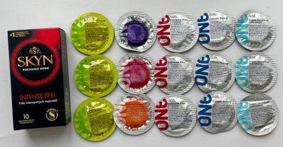 Комплект 25 штук Skyn Intense Feel + ONE Extreme Ribs, Glowing Pleasures, Color Sensations, Classic, Super Sensitive SOS2218 фото