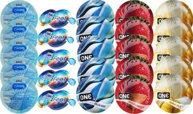 Набор из 25 шт One Oasis Silk + ONE UltraFeel + ONEFreshMint + ONEChocolateStrawberry + ONEBanana SOS8365 фото
