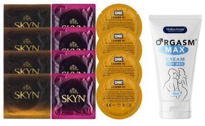 Комплект: Пролонгатор Medica-Group Orgasm Max 50 мл + 8 шт SKYN + 4 шт ONE Legend XL SOS10979 фото