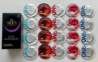 Набір 44 штук Skyn Elite + ONE Extreme Ribs, Super Sensitive, Flavor Waves, Classic SOS2268 фото