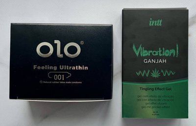 Набір OLO Feeling Ultrathin 001 10 шт + Рідкий вібратор Intt Vibration Ganjah (15 мл) SOS2718 фото