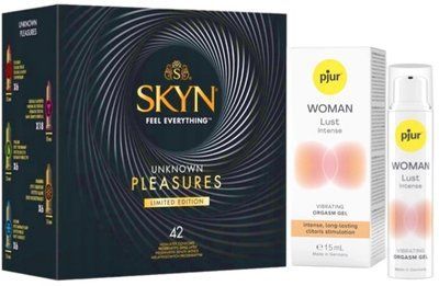 Набор из SKYN Pleasures (42 шт) + Жидкий вибратор pjur Woman Lust Intense (15 мл) SOS10026 фото