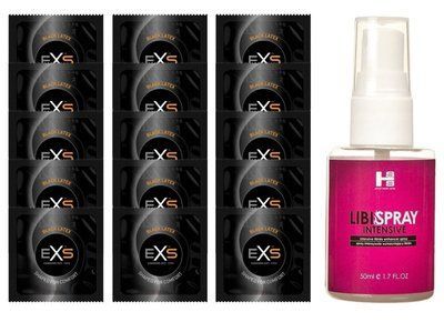 Комплект EXS Black Latex 15 шт + SHS LibiSpray 50 мл SOS14636 фото