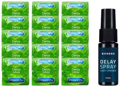 Комплект: Pasante Delay 15 шт + Пролонгатор Boners Delay Spray (15 мл) SOS11079 фото