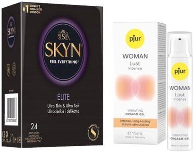 Набір з SKYN Elite (24 шт) + Рідкий вібратор pjur Woman Lust Intense (15 мл) SOS10126 фото
