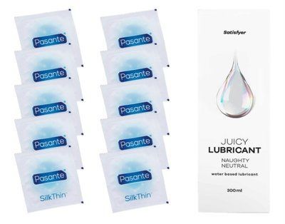 Комплект: Pasante Silk 10 шт. + Лубрикант Satisfyer Juicy Lubricant Naughty Neutral 300 мл SOS11535 фото