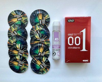 Набір з 20 шт : OLO Red 0,01 10 шт , ONE Vanish 10 шт та Лубрикант System JO AGAPE &mdash; ORIGINAL (30 мл) SOS1022 фото