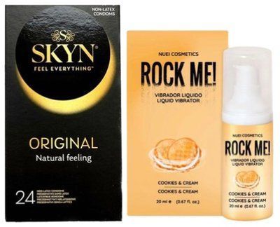 Набор из SKYN ORIGINAL 24 шт+Жидкий вибратор ROCK ME! Cookie & Cream (20 мл) от Nuei SOS9976 фото