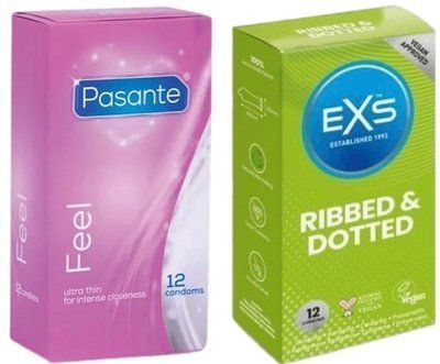 Набір з Pasante Sensitive Feel (12 шт) + EXS Ribbed & Dotted (12 штук) SOS8165 фото