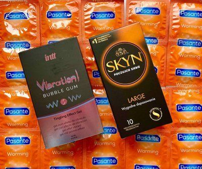 Набір 22 шт SKYN Large - Pasante Warming + Intt Vibration Bubble Gum (15 мл) SOS1567 фото