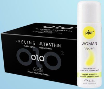 Набір OLO - ультратонкі -001 ( 10 штук) + Лубрикант pjur Woman Vegan 30 мл SOS4524 фото