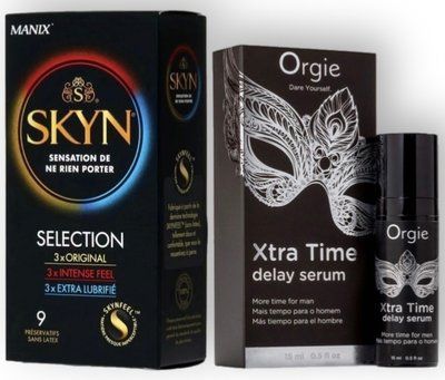 Набор из SKYN Selection (9 шт) + Пролонгатор Orgie Xtra Time Delay Serum (15 мл) SOS8866 фото