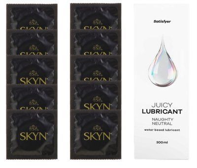 Комплект SKYN Original 10 шт. + Лубрикант Satisfyer Juicy Lubricant Naughty Neutral 300 мл SOS12637 фото