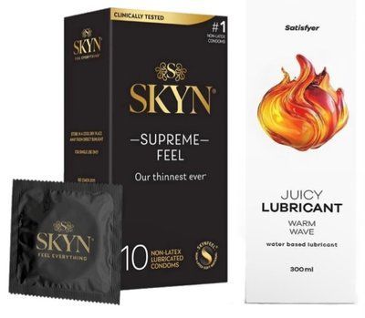 Набор Лубрикант Satisfyer Warm Wave 300 мл + Skyn ​​Supreme Feel 10 шт. SOS12737 фото