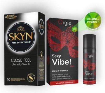 SKYN Close Feel 10 штук + SEXY VIBE, 15 мл вібрація + зігріваючий ефект ORGIE SOS6771 фото