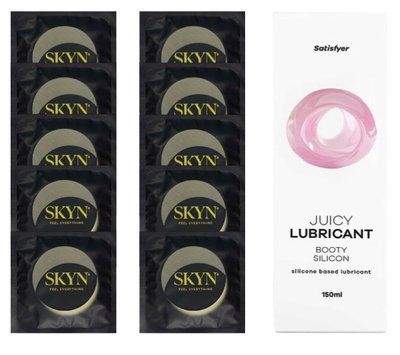 Комплект SKYN Pina Colada 10 шт. + Лубрикант Satisfyer Juicy Lubricant Booty Silicon 150 мл SOS12537 фото