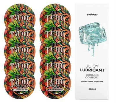 Комплект ONE Tattoo Touch 10 шт. + Лубрикант Satisfyer Juicy Lubricant Cooling Comfort (300 мл) SOS12185 фото