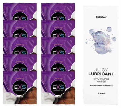 Комплект: з EXS Chocolate 10 шт + Лубрикант Satisfyer Sparkling Water water based 300 мл SOS11330 фото
