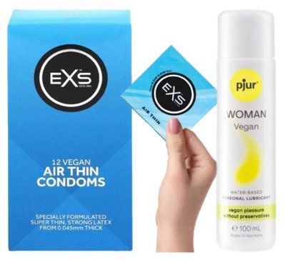 Комплект EXS Air Thin 12 шт + Pjur Woman Vegan 100 мл SOS13587 фото