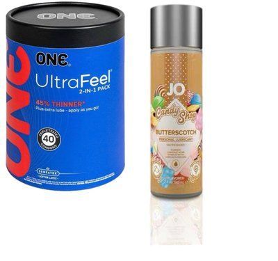 ONE UltraFeel 2-в-1. 40 шт+ Лубрикант на водній основі System JO H2O &mdash; Candy Shop &mdash; Butterscotch 60 мл SOS6445 фото