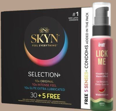 Комплект Skyn ​​Selection 30 шт + 5 из 5 Senses, 35 шт + Гель INTT Lick Me Kissable Gel Watermelon 50 мл SOS5534 фото