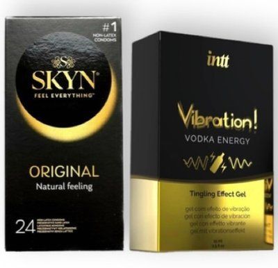 SKYN ORIGINAL 24 шт + Intt Vibration Vodka (15 мл) SOS6871 фото