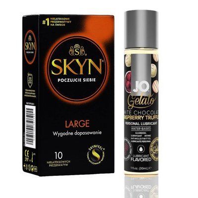 SKYN Large 10 шт + Лубрикант System JO GELATO White Chocolate Raspberry (30 мл) SOS4824 фото