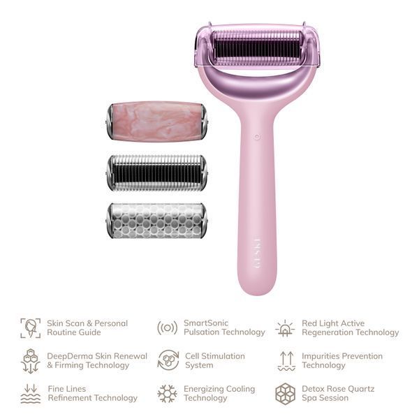 Ролер для голкової мезотерапії обличчя та тіла GESKE MicroNeedle Face&Body Roller 9в1 pink HB0214 фото